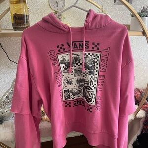 Vans Pink Graphic Hoodie with Black and White Design